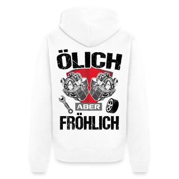 Wappen KFZ Mechaniker Automechaniker Autoschrauber - Unisex Premium Bio Zip Hoodie - Weiß - Hinten - Thijin (182cm)