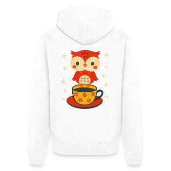 Hibou pour les amateurs de café nocturnes - Veste à capuche bio Premium Unisexe - blanc - Dos - Thijin (182cm)