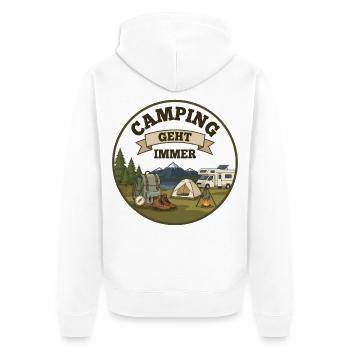 Camping geht immer mit Wohnmobil Camper Sprüche - Unisex Premium Bio Zip Hoodie - Weiß - Hinten - Thijin (182cm)