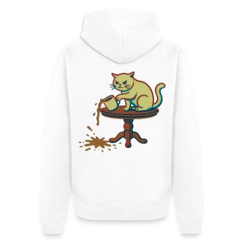Le chat renverse la tasse - Veste à capuche bio Premium Unisexe - blanc - Dos - Thijin (182cm)