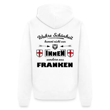 Heraldisches Schildtrio Franken - Unisex Premium Bio Zip Hoodie - Weiß - Hinten - Thijin (182cm)