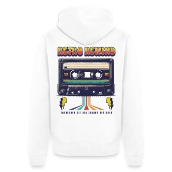 Retro Rewind – 80er Jahre Kassette - Unisex Premium Bio Zip Hoodie - Weiß - Hinten - Thijin (182cm)