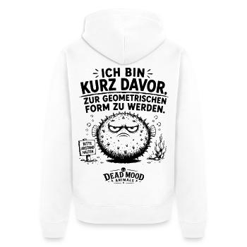Ich bin kurz davor, zur geometrischen Form zu... - Unisex Premium Bio Zip Hoodie - Weiß - Hinten - Thijin (182cm)