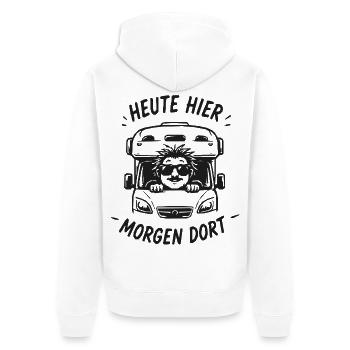 Heute Hier Morgen Dort Truck Grafik - Unisex Premium Bio Zip Hoodie - Weiß - Hinten - Thijin (182cm)
