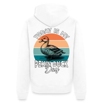 Peking duck Pekin Duck - Unisex Premium Organic Zip Hoodie - white - Back - Thijin (182cm)