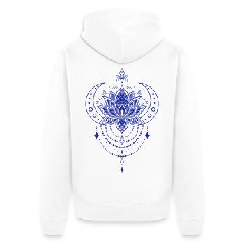 Spirituality Meditation Sacred Geometry Lotus - Unisex Premium Organic Zip Hoodie - white - Back - Thijin (182cm)