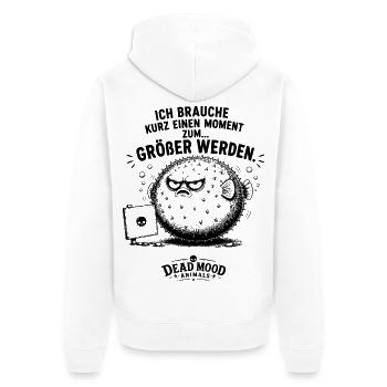 Lustiger Kugelfisch Spruch | Sarkasmus Büro - Unisex Premium Bio Zip Hoodie - Weiß - Hinten - Thijin (182cm)