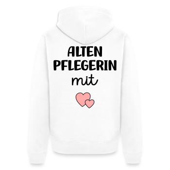Altenpflegerin mit Herz - Unisex Premium Bio Zip Hoodie - Weiß - Hinten - Thijin (182cm)