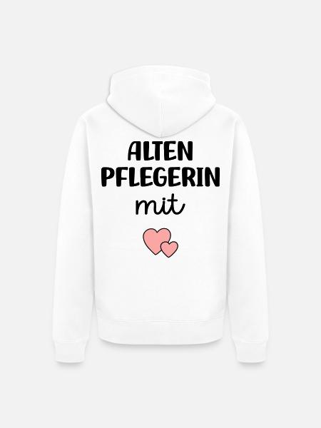 Altenpflegerin mit Herz - Unisex Premium Bio Zip Hoodie - Weiß