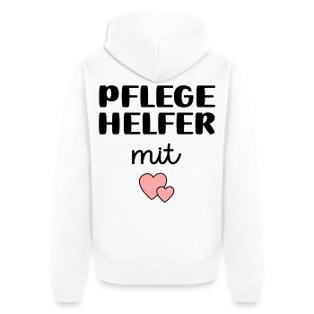 Pflegehelfer - Unisex Premium Bio Zip Hoodie - Weiß - Hinten - Thijin (182cm)