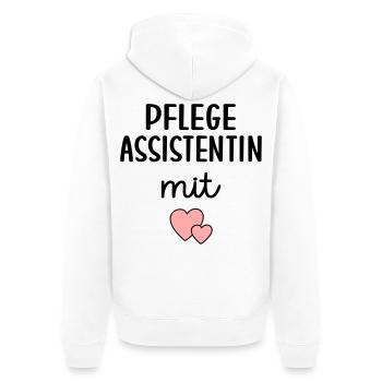 Pflegeassistentin Pflegefachassistenz - Unisex Premium Bio Zip Hoodie - Weiß - Hinten - Thijin (182cm)