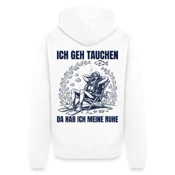 Tauchen Da Hab ich Meine Ruhe Entspannter Taucher - Unisex Premium Bio Zip Hoodie - Weiß - Hinten - Thijin (182cm)