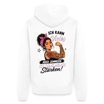 Ich Kann Vieles Aber Jammern Ist Keine Stärke - Unisex Premium Bio Zip Hoodie - Weiß - Hinten - Thijin (182cm)