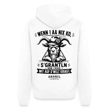 Bayerische Grantl Viecher Wenn I aa nix ko - Unisex Premium Bio Zip Hoodie - Weiß - Hinten - Thijin (182cm)