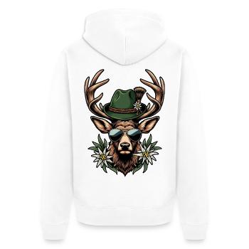 Deer Sunglasses Traditional Costumes Replacement Folk Festival - Unisex Premium Organic Zip Hoodie - white - Back - Thijin (182cm)