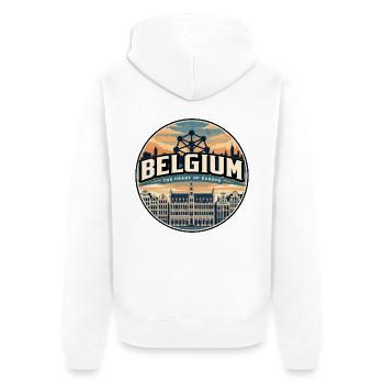 Insigne rétro belge de Bruxelles Grand Place - Veste à capuche bio Premium Unisexe - blanc - Dos - Thijin (182cm)