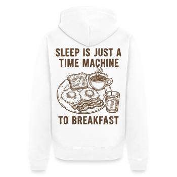 Le petit-déjeuner et le sommeil n’est qu’une machine à remonter le temps - Veste à capuche bio Premium Unisexe - blanc - Dos - Thijin (182cm)
