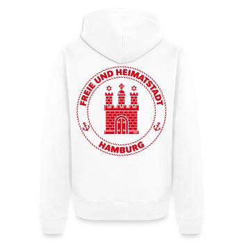 Hamburg Wappen – Freie Und Heimatstadt (Red) - Unisex Premium Bio Zip Hoodie - Weiß - Hinten - Thijin (182cm)