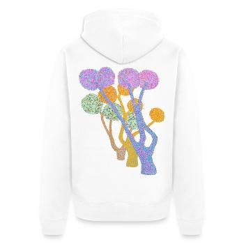 Dotted Colour Tree Pompom Forest - Unisex Premium Organic Zip Hoodie - white - Back - Thijin (182cm)