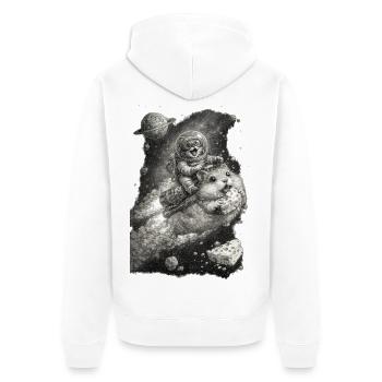 Cat’s Cheese-Powered Space Adventure - Unisex Premium Organic Zip Hoodie - white - Back - Thijin (182cm)