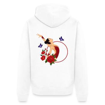 Ballerine dansante avec un cercle rouge - Veste à capuche bio Premium Unisexe - blanc - Dos - Thijin (182cm)