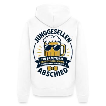 Junggesellenabschied Ein Bräutigam Eine Legende - Unisex Premium Bio Zip Hoodie - Weiß - Hinten - Thijin (182cm)