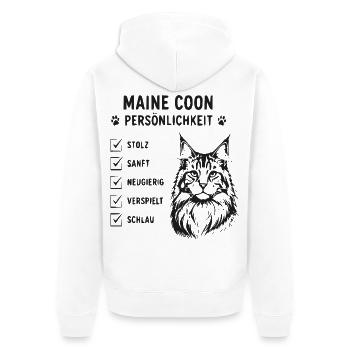 Maine Coon Persönlichkeit - Unisex Premium Bio Zip Hoodie - Weiß - Hinten - Thijin (182cm)