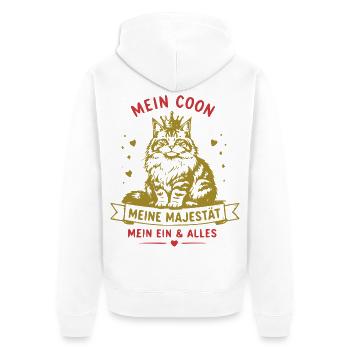 Meine Majestät Maine Coon - Unisex Premium Bio Zip Hoodie - Weiß - Hinten - Thijin (182cm)