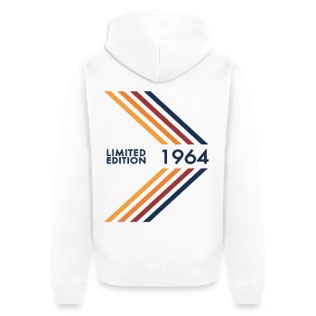 1964 Limited Edition Birthday Man Wife Vintage - Unisex Premium Organic Zip Hoodie - white - Back - Thijin (182cm)