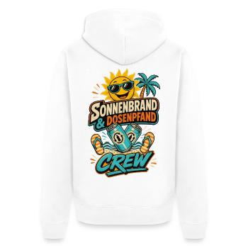 Sonnenbrand Dosenpfand Crew Shirt - Unisex Premium Bio Zip Hoodie - Weiß - Hinten - Thijin (182cm)
