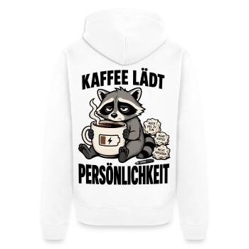 Müder Waschbär braucht dringend mehr Kaffee - Unisex Premium Bio Zip Hoodie - Weiß - Hinten - Thijin (182cm)