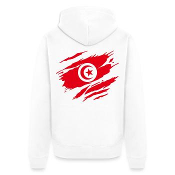 Tunisia Tunisian Flag - Unisex Premium Organic Zip Hoodie - white - Back - Thijin (182cm)