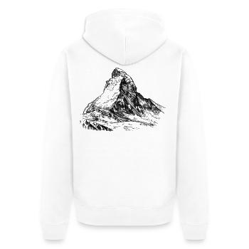 Matterhorn Silhouette | Legendary Alpine summit - Unisex Premium Organic Zip Hoodie - white - Back - Thijin (182cm)