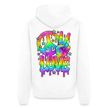 Rainbow Peace And Love Pride Festival - Unisex Premium Organic Zip Hoodie - white - Back - Thijin (182cm)