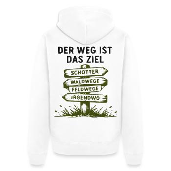 Wegweiser der Wege – Wald und Feld - Unisex Premium Bio Zip Hoodie - Weiß - Hinten - Thijin (182cm)