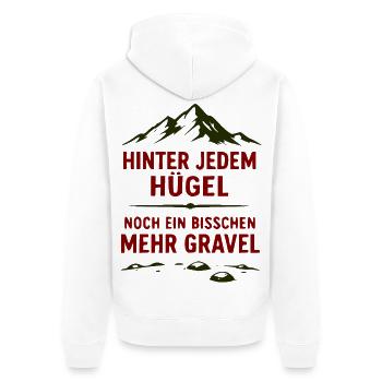 Hinter jedem Hügel Mehr Gravel - Unisex Premium Bio Zip Hoodie - Weiß - Hinten - Thijin (182cm)