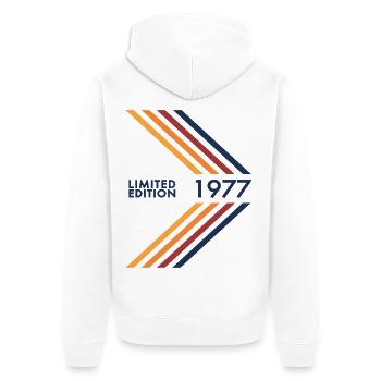 1977 Limited Edition Birthday Man Wife Vintage - Unisex Premium Organic Zip Hoodie - white - Back - Thijin (182cm)