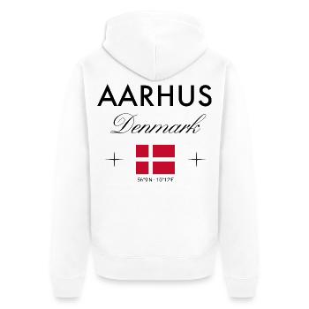 Aarhus Denmark Coordinates Travel Souvenir - Unisex Premium Organic Zip Hoodie - white - Back - Thijin (182cm)