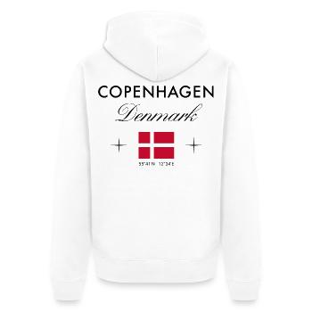 Kopenhagen Dänemark Koordinaten Reise Souvenir - Unisex Premium Bio Zip Hoodie - Weiß - Hinten - Thijin (182cm)