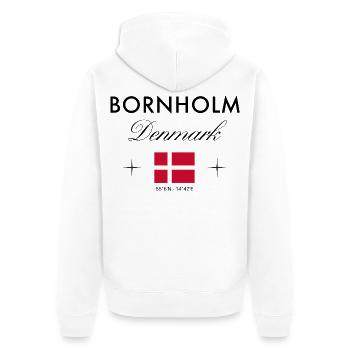 Bornholm, Danemark, Coordonnées Souvenir de voyage - Veste à capuche bio Premium Unisexe - blanc - Dos - Thijin (182cm)