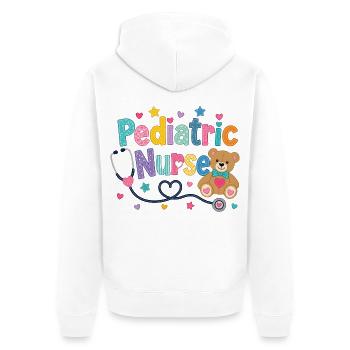 Bunte Kinderkrankenschwester Teddybär - Unisex Premium Bio Zip Hoodie - Weiß - Hinten - Thijin (182cm)