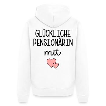 Herz - Glückliche Pensionärin - Unisex Premium Bio Zip Hoodie - Weiß - Hinten - Thijin (182cm)