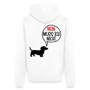 Dackel Hunde - Nein - Unisex Premium Bio Zip Hoodie - Weiß - Hinten - Thijin (182cm)