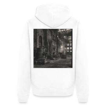 Lost Places Factory Retro Ravens Animal Crime Ruin - Unisex Premium Organic Zip Hoodie - white - Back - Thijin (182cm)