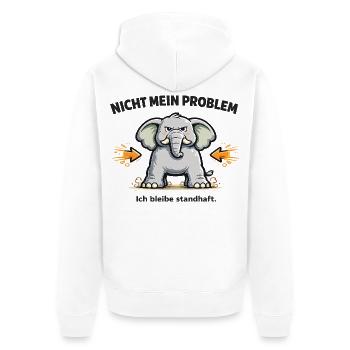 Nicht mein Problem – standhafter Elefant - Unisex Premium Bio Zip Hoodie - Weiß - Hinten - Thijin (182cm)