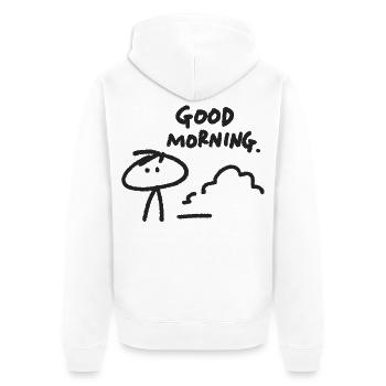 Good Morning Doodle Sketch - Unisex Premium Organic Zip Hoodie - white - Back - Thijin (182cm)