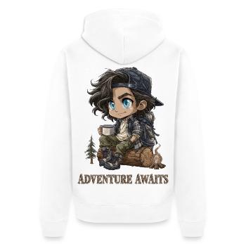 Cadeau d’aventure camping pour randonneurs Chibi - Veste à capuche bio Premium Unisexe - blanc - Dos - Thijin (182cm)