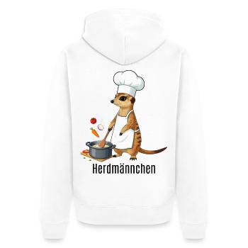 Herdmännchen Koch Gastronomie Beikoch Lustig  - Unisex Premium Bio Zip Hoodie - Weiß - Hinten - Thijin (182cm)