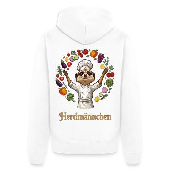 Herdmännchen Koch Gastronomie Beikoch Lustig  - Unisex Premium Bio Zip Hoodie - Weiß - Hinten - Thijin (182cm)