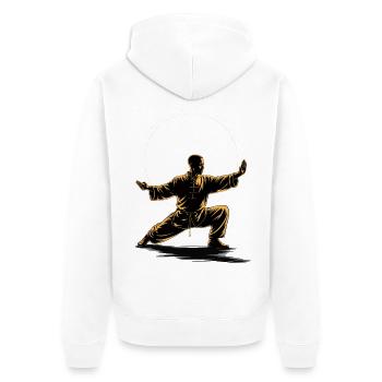Tai Chi Zen Meditation – Chi Qigong Training - Unisex Premium Organic Zip Hoodie - white - Back - Thijin (182cm)